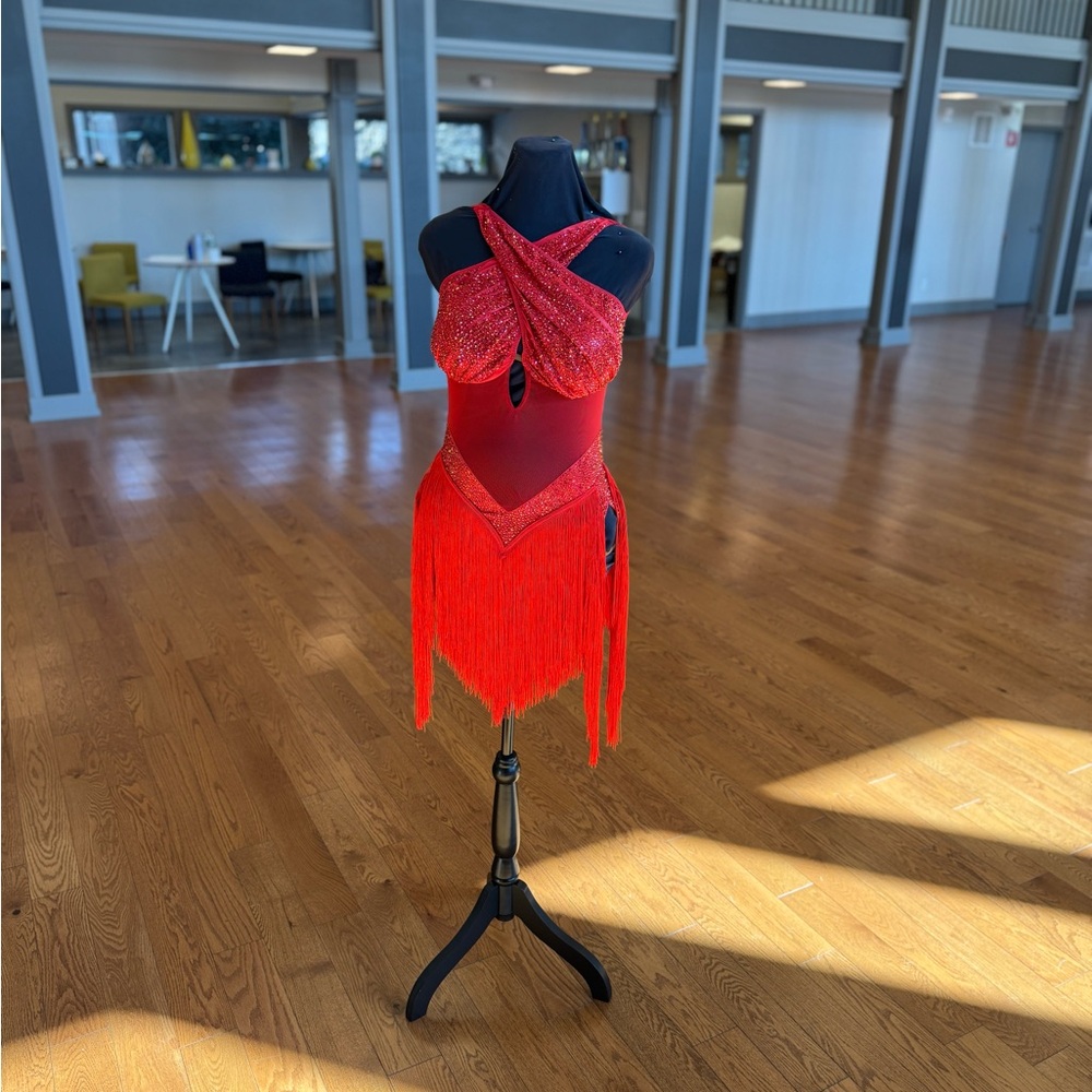 Red Fringe Sequin Dance Dress - Women